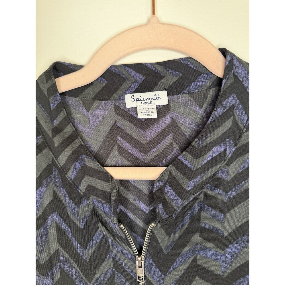 Splendidβ Chevron Zip Front Jumpsuit Green Purple Black Large TV Show Jessie